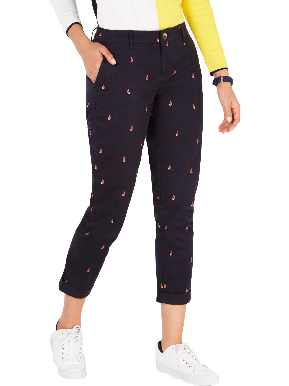 Tommy Hilfiger Women's Boat Print Chino Pants Navy Size 8
