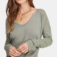 Free People Women's Scoop Neck Snap Detail Sienna T-Shirt Green Size Small