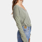 Free People Women's Scoop Neck Snap Detail Sienna T-Shirt Green Size Small