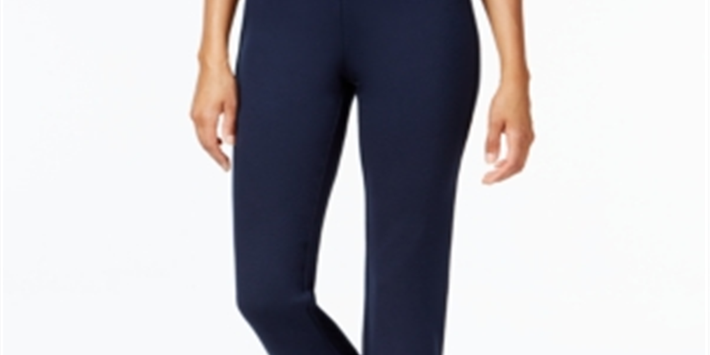 JM Collection Women's Ponte Pull on Straight-Leg Pants Blue Size -Petite S