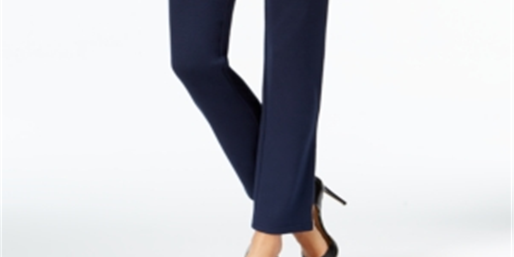 JM Collection Women's Ponte Pull on Straight-Leg Pants Blue Size -Petite S