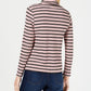 Charter Club Women's Striped Long Sleeve Turtle Neck Top Pink Size Petite Large