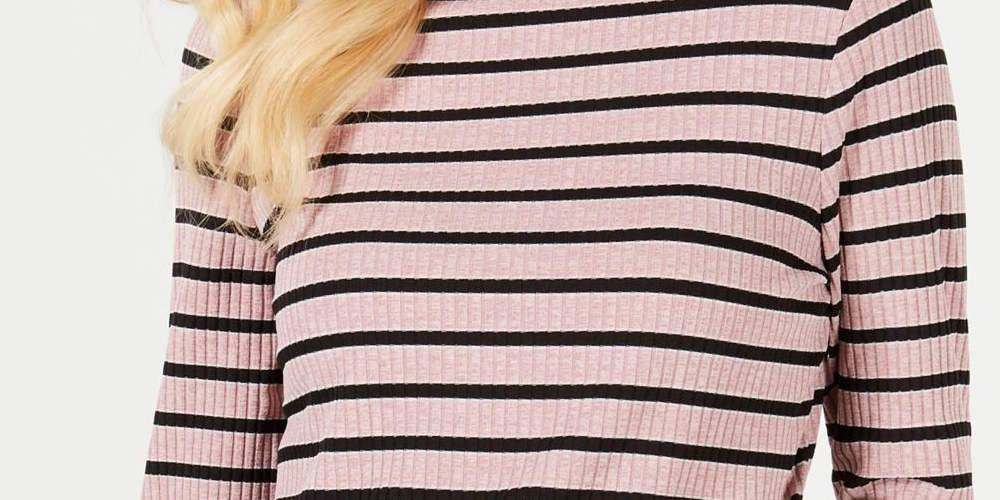 Charter Club Women's Striped Long Sleeve Turtle Neck Top Pink Size Petite Large