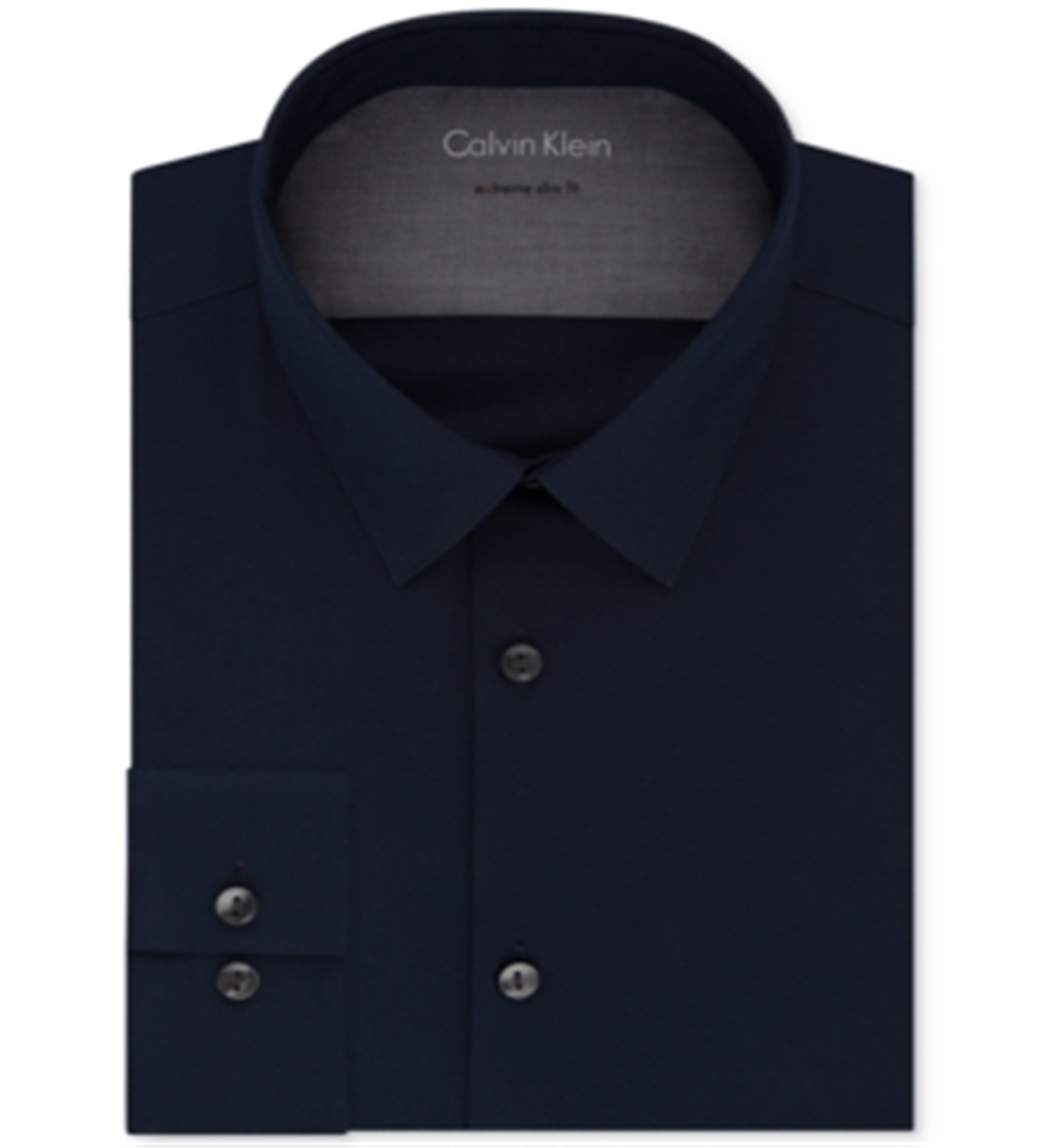 Calvin Klein Men's Extra Slim Fit Thermal Stretch Performance Solid Dress Shirt Red Size X-Small