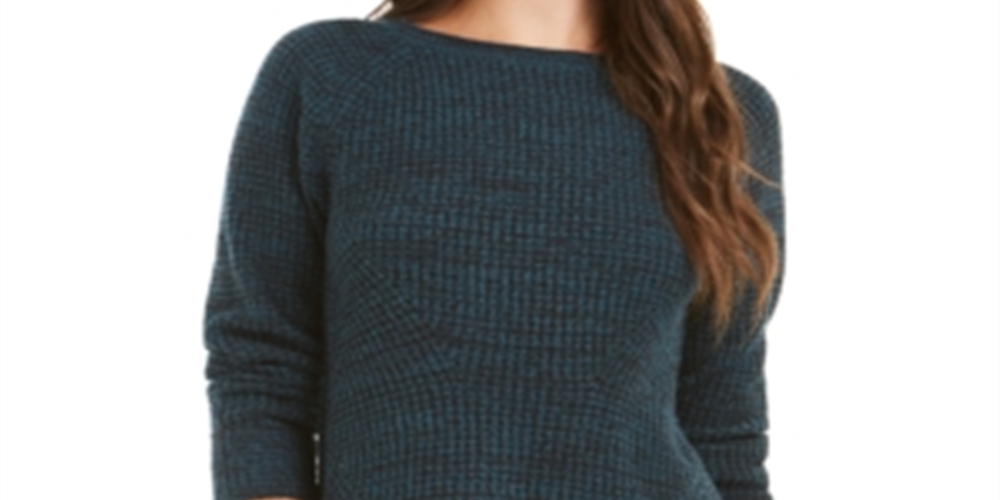 Style & Co Women's Crewneck Marled Sweater Green Size Large