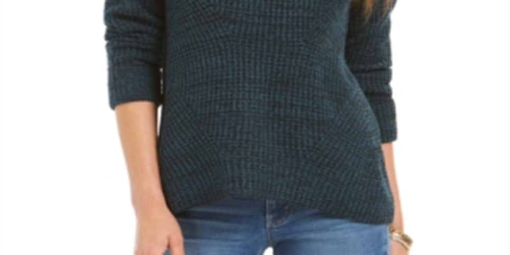 Style & Co Women's Crewneck Marled Sweater Green Size Large