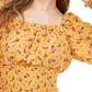 Ultra Flirt Junior's Smocked Waist Peasant Top Yellow Size Medium