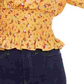 Ultra Flirt Junior's Smocked Waist Peasant Top Yellow Size Medium