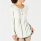 Style & Co Women's Pintuck Top Taupe-Size Petite M