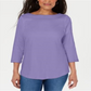 Karen Scott Women's Cotton Lace Trim Top Purple Size X-Small