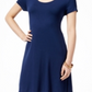 Style & Co Women's Short Sleeve a Line Dress Blue INK Size Petite M