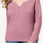 Karen Scott Women's Cotton Henley Top Pink Size Small