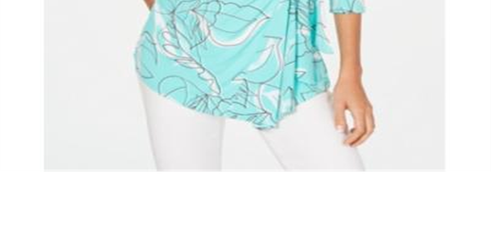 Alfani Women's Printed Side Tie Top Green Multi Size Petite XL