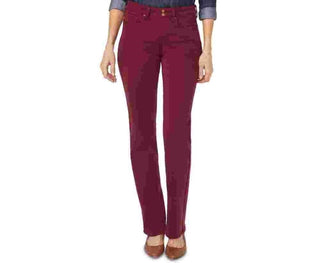 NYDJ Women's Marilyn Double-Snap Tummy Control Straight-Leg Jeans Dark Red Size 18