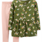 Carter's Little & Big Girl's 2 Pc Floral Print Tunic & Leggings Set Green- Size 5