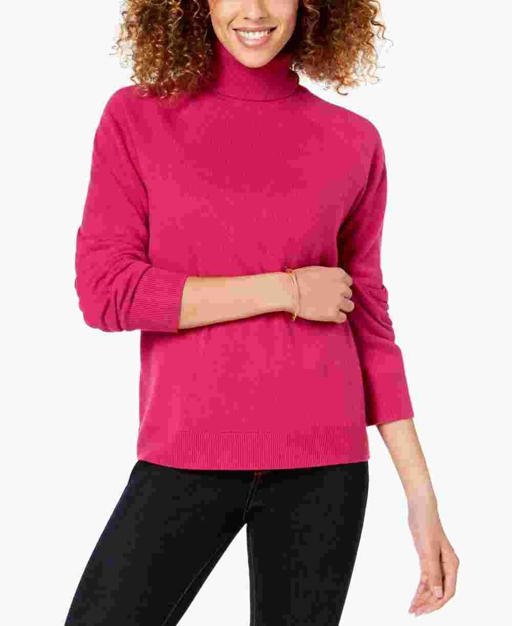 Karen Scott Women's Petite Luxsoft Turtleneck Sweater Purple Size Petite
