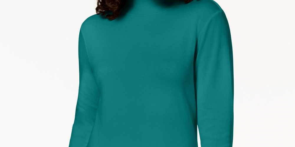 Karen Scott Women's Cotton Mock-Neck Top Dark Blue Size XX Large