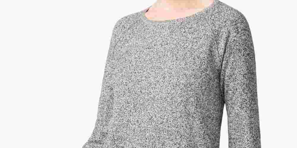 Karen Scott Women's Petite Cotton Curved-Hem Sweater White Size PM