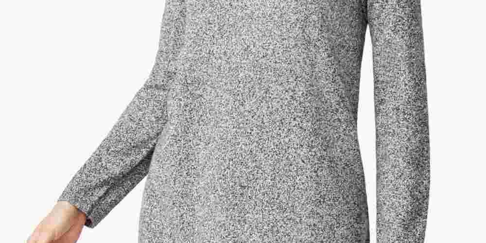 Karen Scott Women's Petite Cotton Curved-Hem Sweater White Size PM