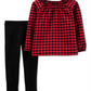 Carter's Baby Girl's 2 Pc Buffalo Check Twill Top & Leggings Set Red Size 6MOS
