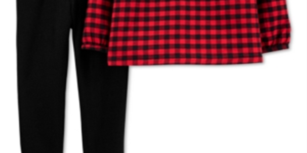 Carter's Baby Girl's 2 Pc Buffalo Check Twill Top & Leggings Set Red Size 6MOS