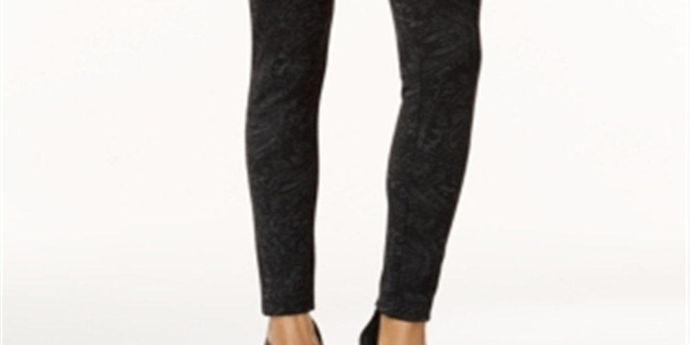 Style & Co Women's Printed Seam Front Leggings Black Size Petite M