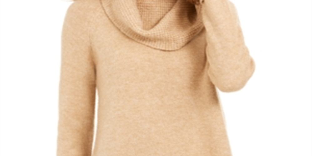 Style & Co Women's Cowlneck Sweater Camel Size Petite M