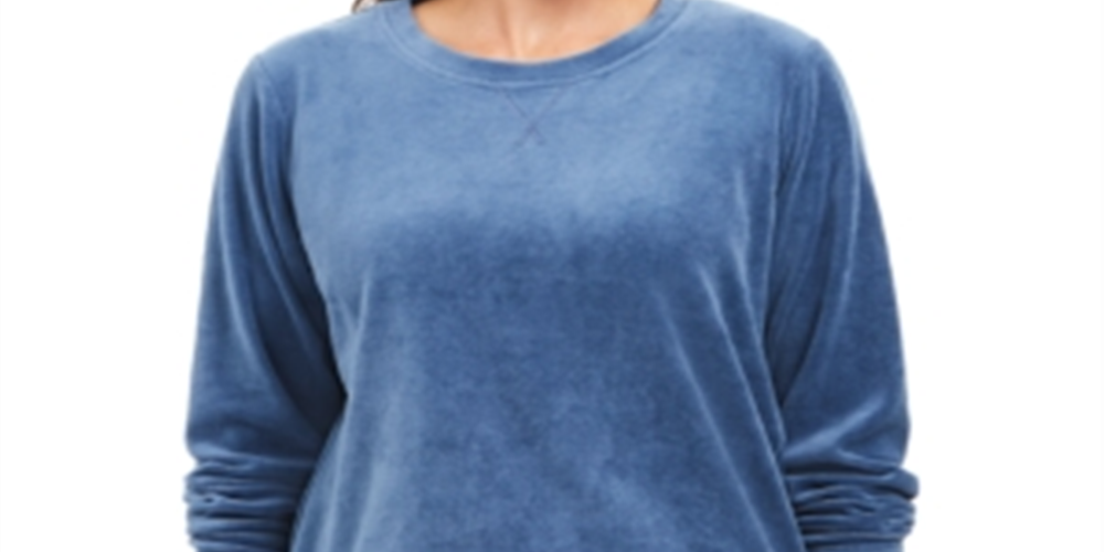 Karen Scott Women's Velour Sweatshirt Blue Sky Size Petite S