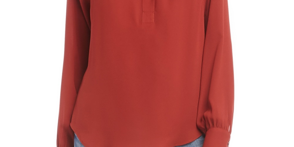 Karen Kane Women's Split-Neck Blouse Rustcopper Size X-Large