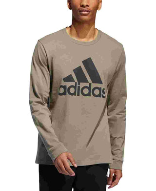 Adidas Men's Logo Long-Sleeve T-Shirt Beige Size X-Large