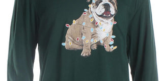 Club Room Men's Christmas Bulldog Graphic Holiday T-Shirt Dark Green Size Large