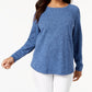 Karen Scott Women's Long Sleeve Jewel Neck T-Shirt Top Blue Size Petite Small