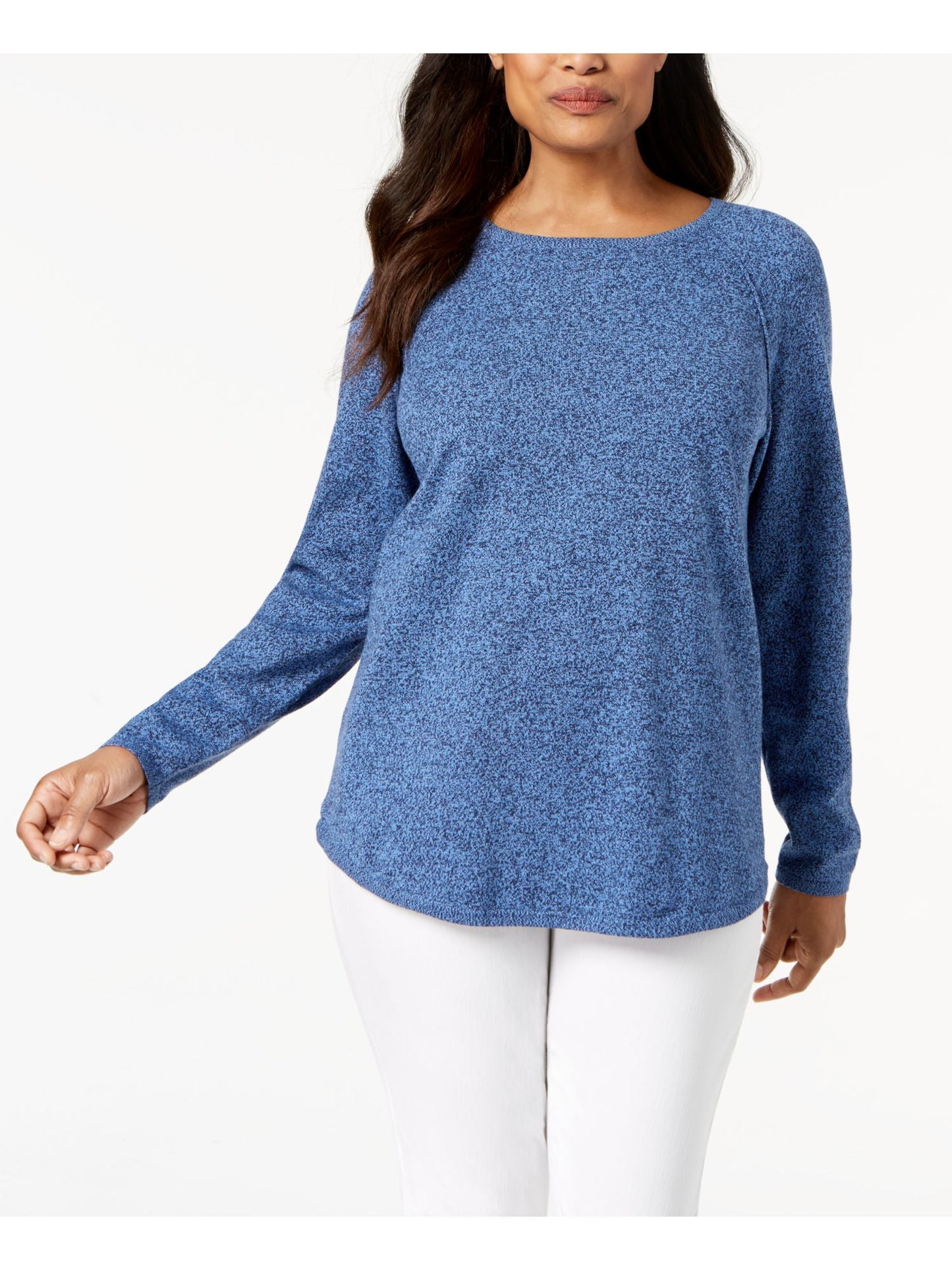 Karen Scott Women's Long Sleeve Jewel Neck T-Shirt Top Blue Size Petite Small