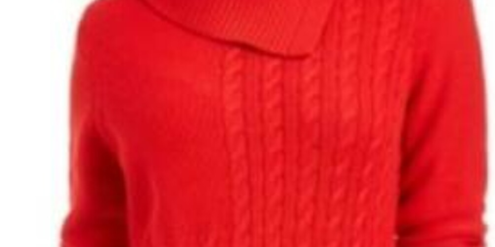 Charter Club Women's Solid Long Sleeve Crew Neck Blouse Sweater Red  Size Petite Large