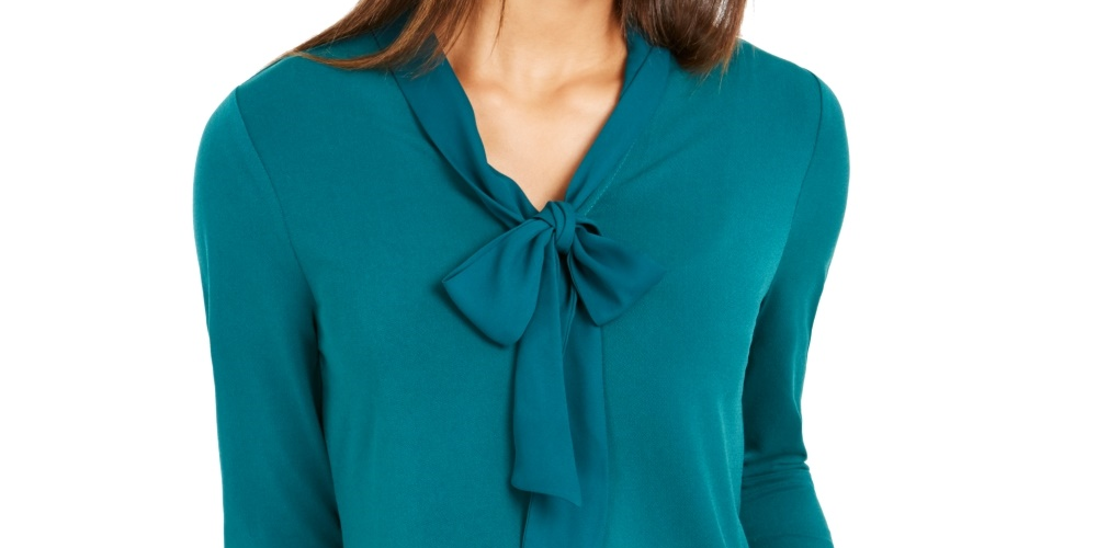 Charter Club Women's Woven Tie Top Dark Green Size X-Large