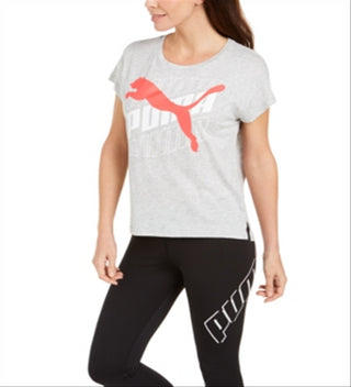 Puma Women's Modern Sport Logo T-Shirt Gray Size L