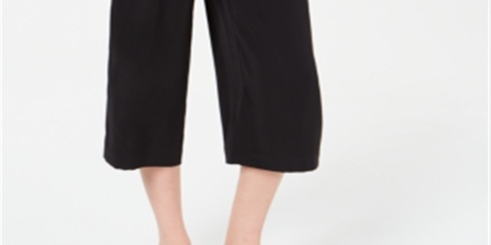 Maison Jules Women's Single Pleat Tie Front Wide Leg Pants Black Size XX-Small