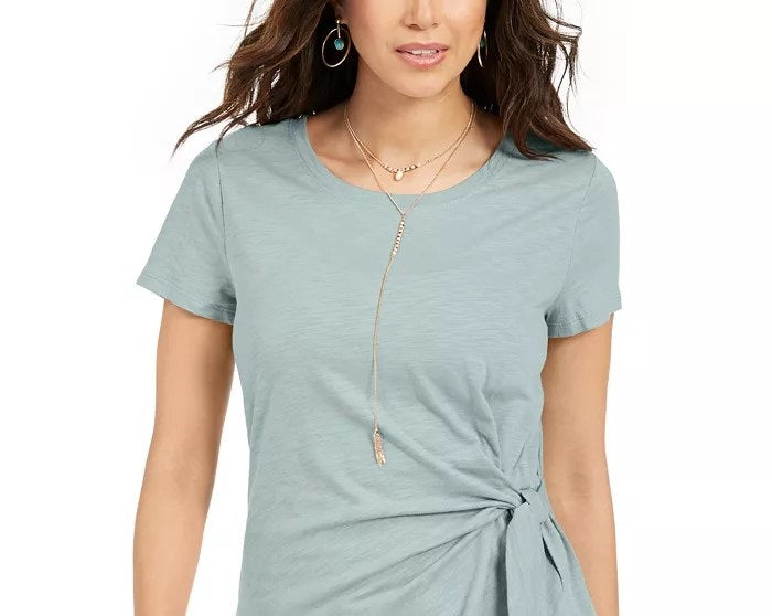 Style & Co Women's Side-Tie Top Blue Size Small
