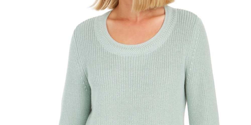 Style & Co Women's Boxy Knit Pullover Sweater  Green Size X-Large