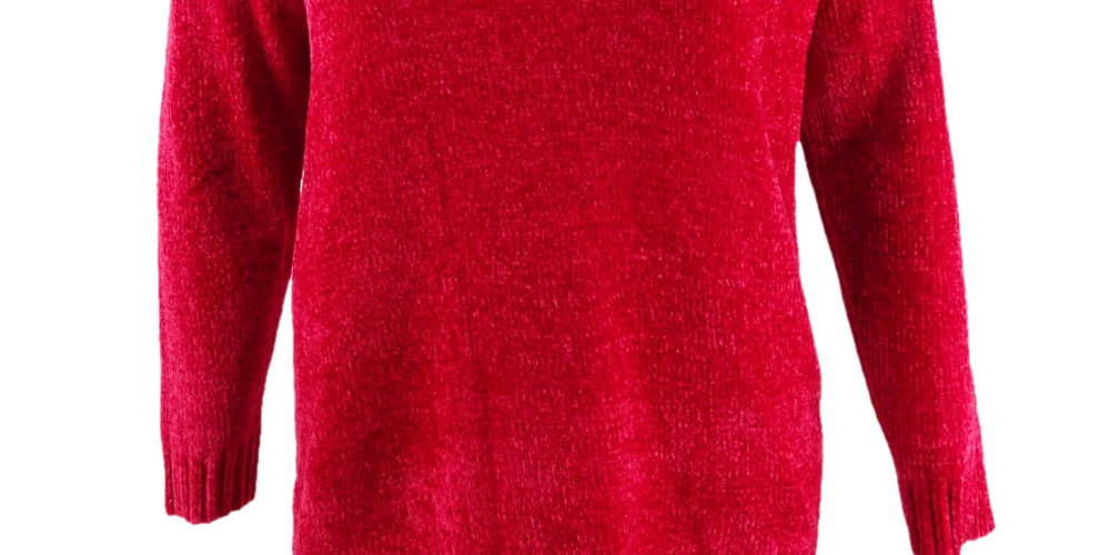 Karen Scott Women's V Neck Chenille Sweater Red Size Petite Small