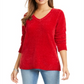 Karen Scott Women's V Neck Chenille Sweater Red Size Petite Small