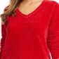 Karen Scott Women's V Neck Chenille Sweater Red Size Petite Small