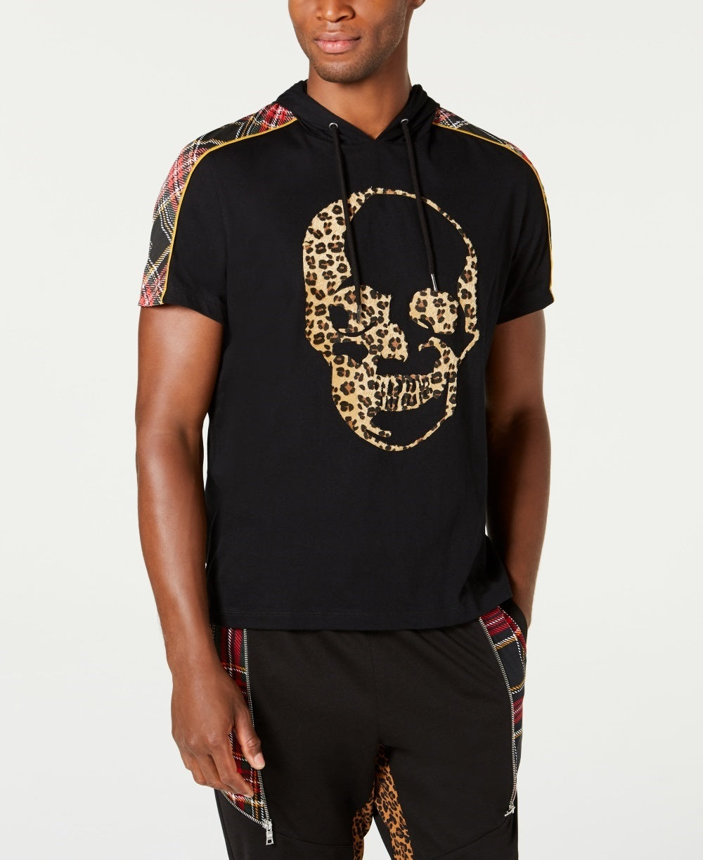 INC International Concepts Men's Leopard Print Skull Graphic T-Shirt Black Size Medium
