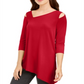 Alfani Women's Asymmetrical Cut Out Top Red Size Petite Large