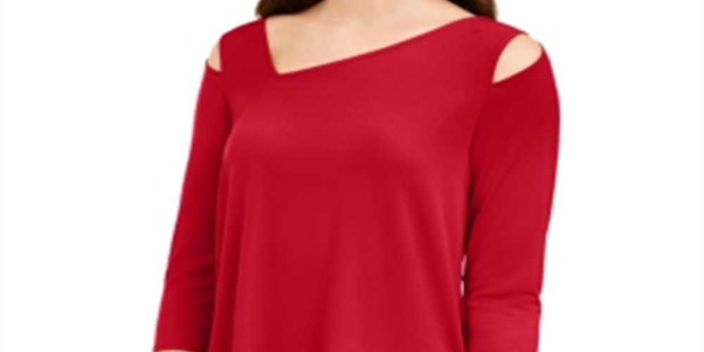 Alfani Women's Asymmetrical Cut Out Top Red Size Petite Large