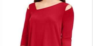 Alfani Women's Asymmetrical Cut Out Top Red Size Petite Large