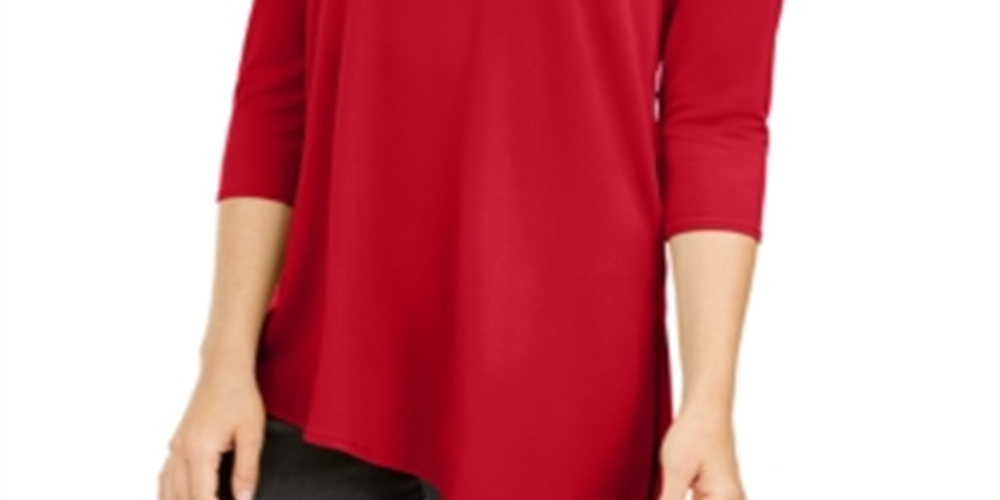 Alfani Women's Asymmetrical Cut Out Top Red Size Petite Large