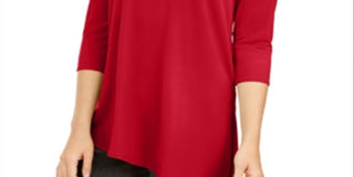 Alfani Women's Asymmetrical Cut Out Top Red Size Petite Large