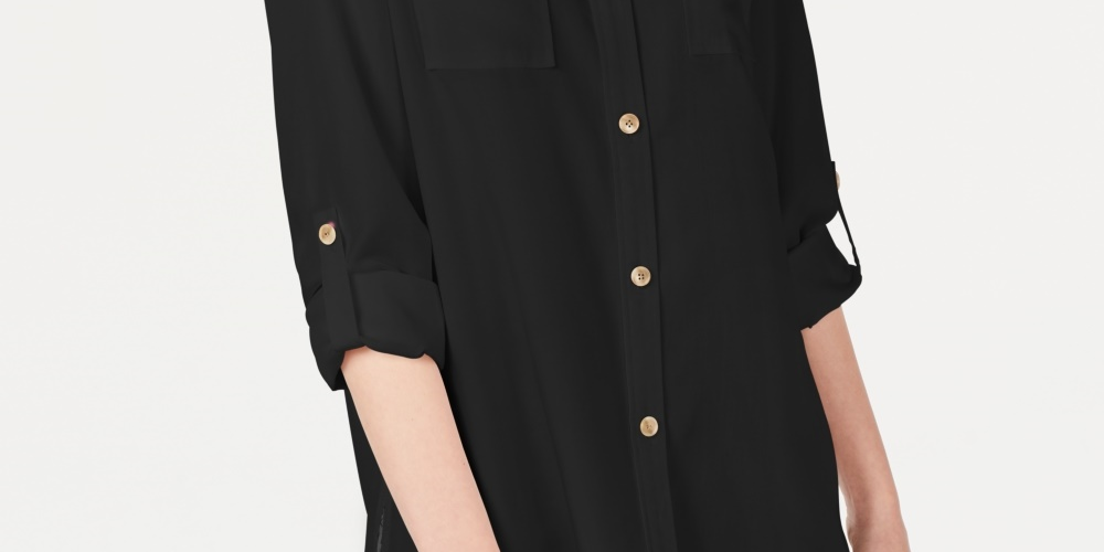 Charter Club Women's Utility Shirt Black Size Large