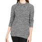 Style & Co Women's Herringbone Long Sleeve Turtle Neck Blouse Sweater Black Size Petite Medium
